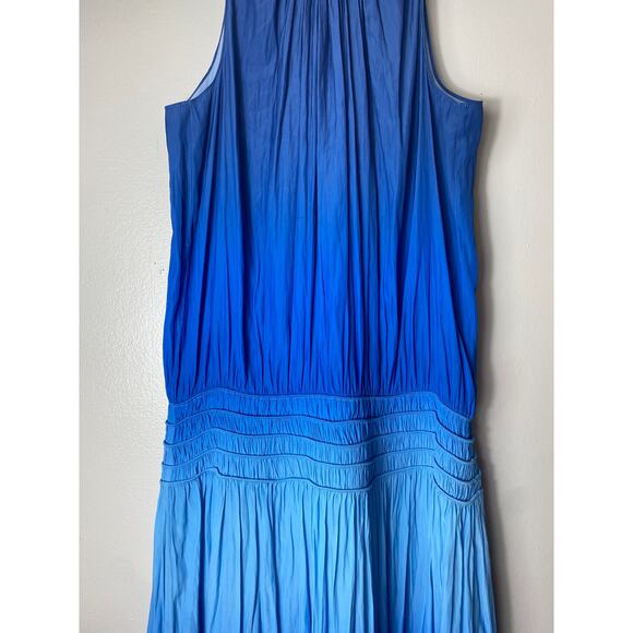 NWT RAMY BROOK DRESS MIDI BLUE OMBRE AUDREY SMOCKED BLOUSON FLOWY QUIET LUXURY - Picture 8 of 16